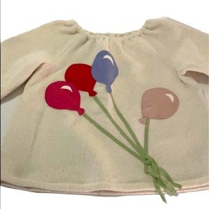 Soft fleece sweater w/ cinched neckline & balloons